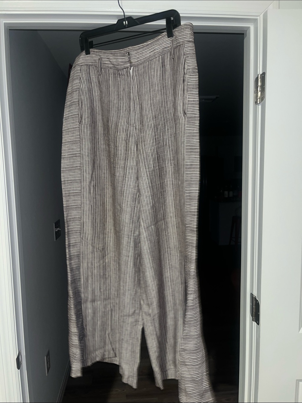 Anthropologie Ettitwa Super Wide Leg Brown Striped Linen Pants